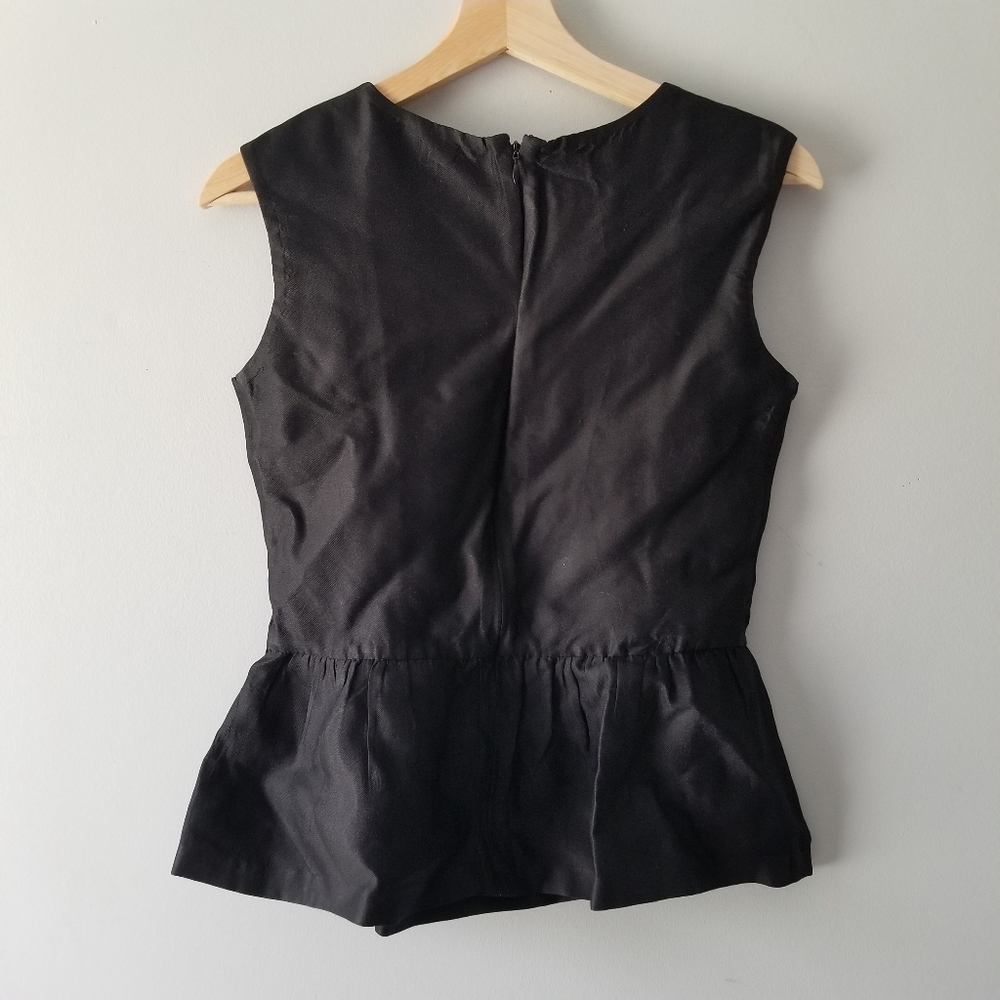 Raoul Silk Black Peplum Sleeveless Top 2 - Picture 6 of 6